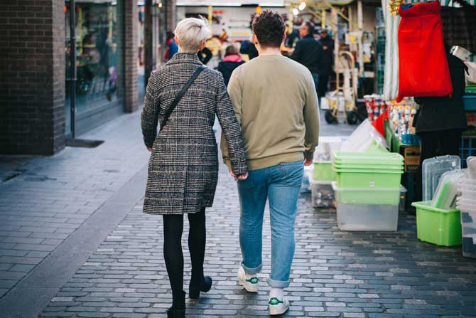 Young couple shopping at small business store